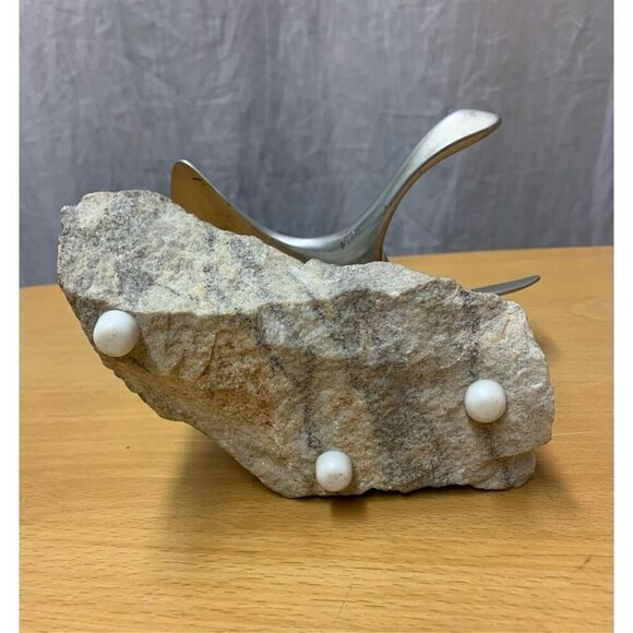 1975 Gordon Hoselton Metal & Quartz Rock Stone Flying Goose ART Sculpture MCM - Picture 4 of 8